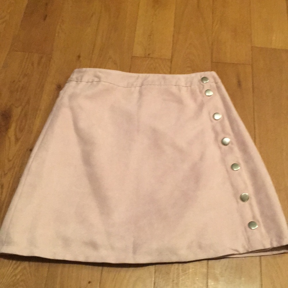Pink suede mini skirt